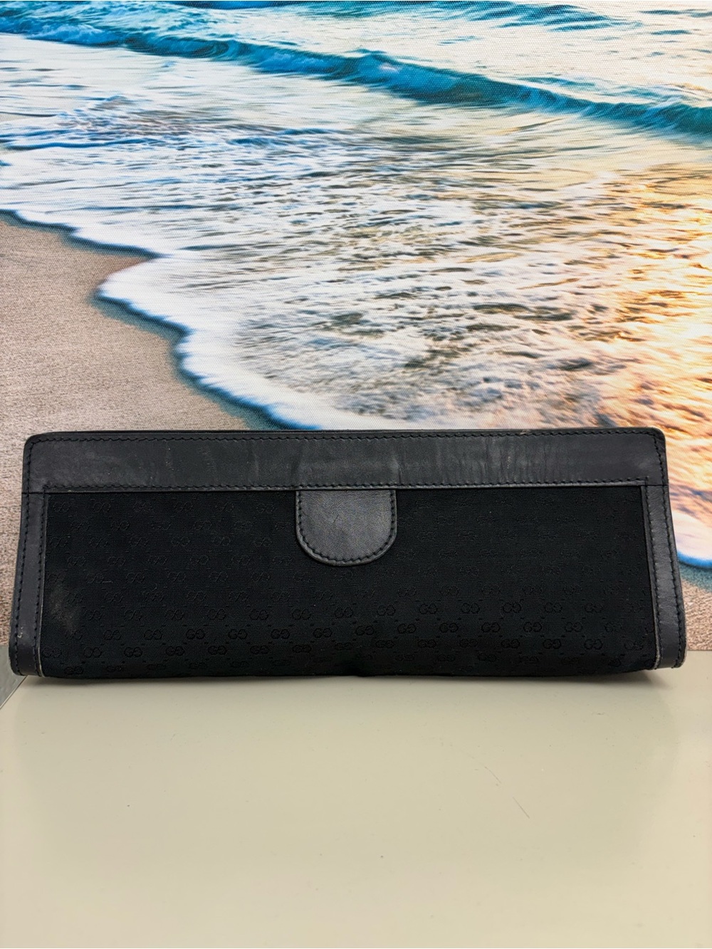 ✨ Vintage GUCCI PARFUMS Black Micro GG Canvas Clutch Bag Pouch ✨